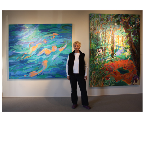 Joyce Garner with Her Paintings