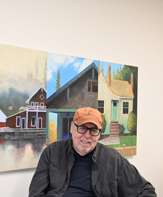 Randy Akers with Vashon Paintings