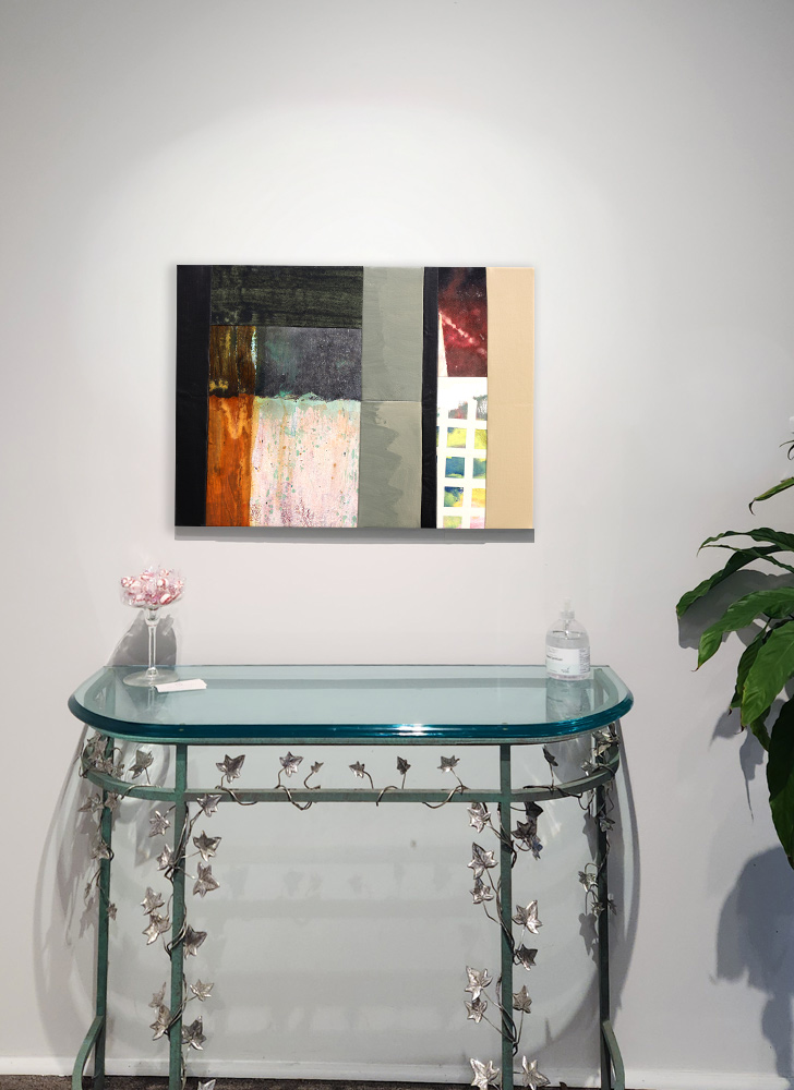 "Hidden Clues" 22 X 30 hanging over a console