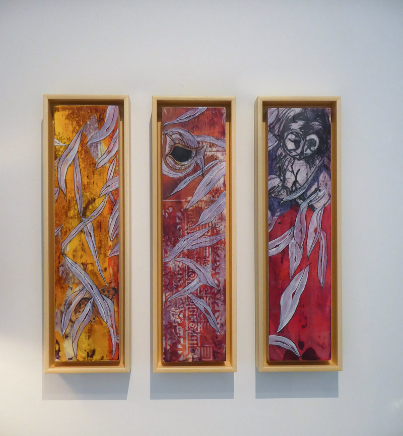 Shy Creatures (triptych) hanging in Reinike Gallery