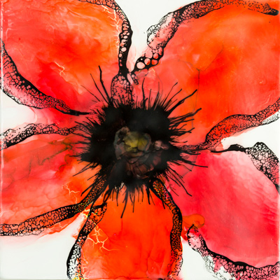"Lay in the Poppies #3" 10 X 10 by Deborah Llewellyn