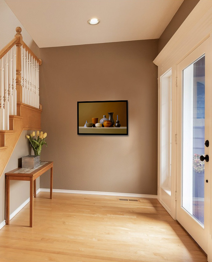 "Cordovan Cabriole" on a tan wall