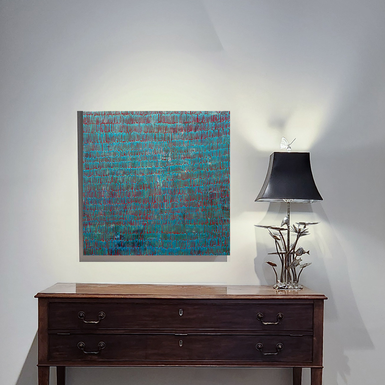 "Dem Bones #1" by w.e. pugh with aquarium lamp by Charles H. Reinike III