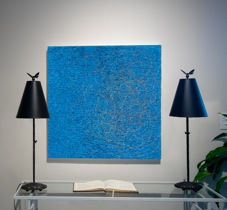 "Cool and Warm" over a desk and lamps