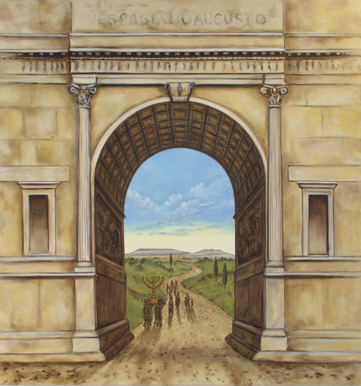 The Arch of Titus - Triumph of Emunah 70 X 66 by Charles H. Reinike III