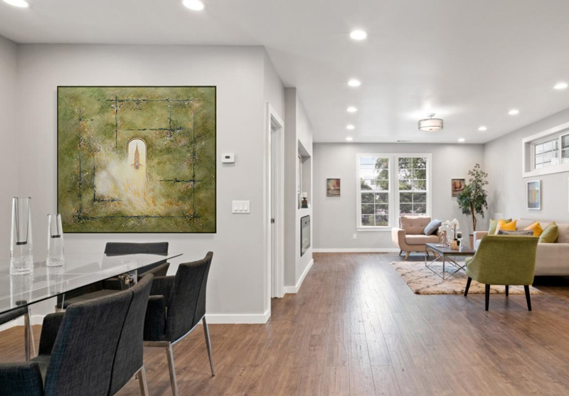 "Labyrinth" hanging in a room