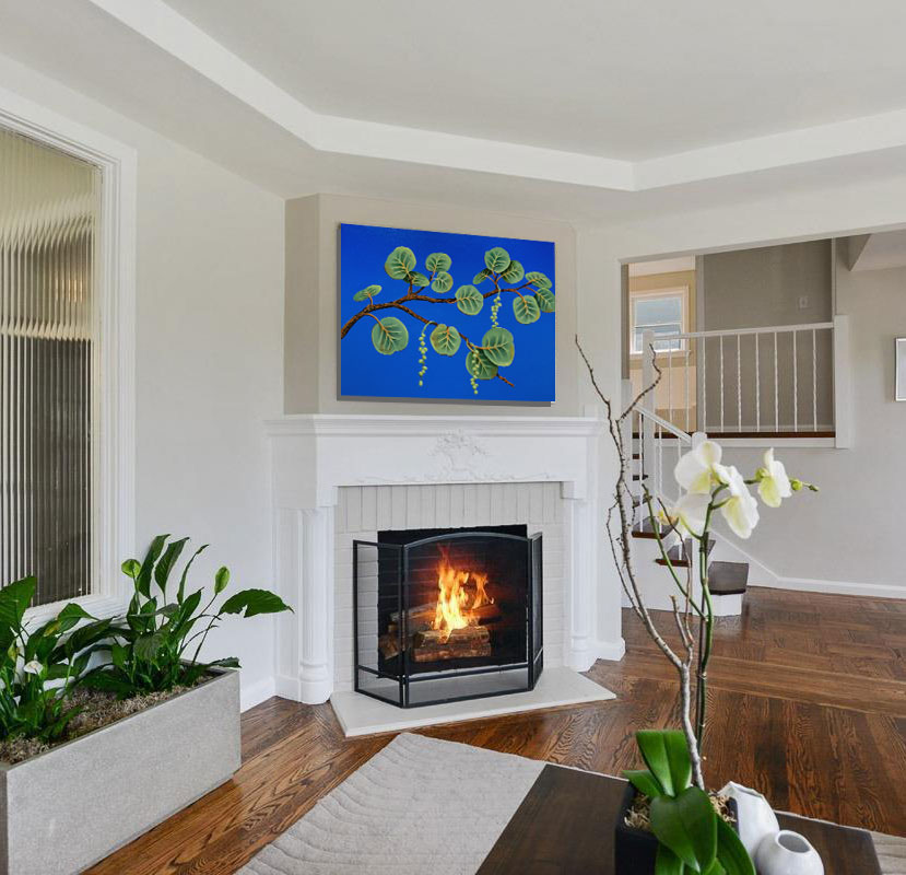 Seagrapes on Blue #3 displayed in a home interior