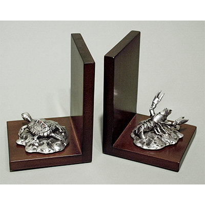 Crawfish and Turtle Bookends by Charles H. Reinike III